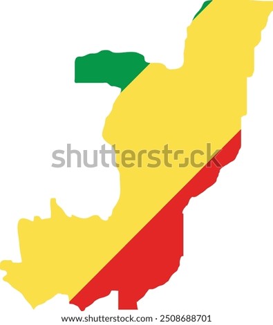 Republic of the Congo Flag in Map, Republic of the Congo Map with Flag, Country Map, Republic of the Congo Map with Flag, Nation Flag Republic of the Congo