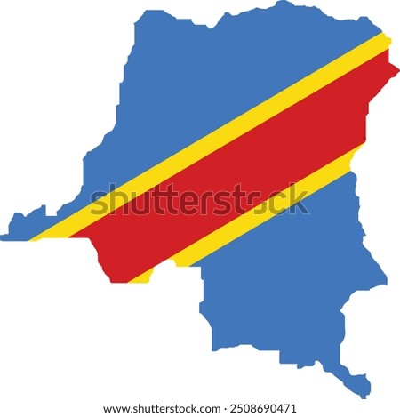 Democratic Republic of the Congo Flag in Map, Democratic Republic of the Congo Map with Flag, Country Map, Democratic Republic of the Congo Map with Flag, Nation Flag Democratic Republic of the Congo