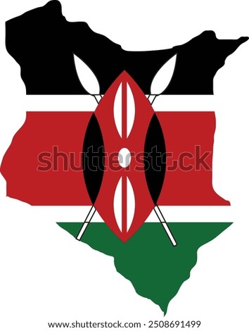 Kenya Flag in Map, Kenya Map with Flag, Country Map, Kenya Map with Flag, Nation Flag Kenya