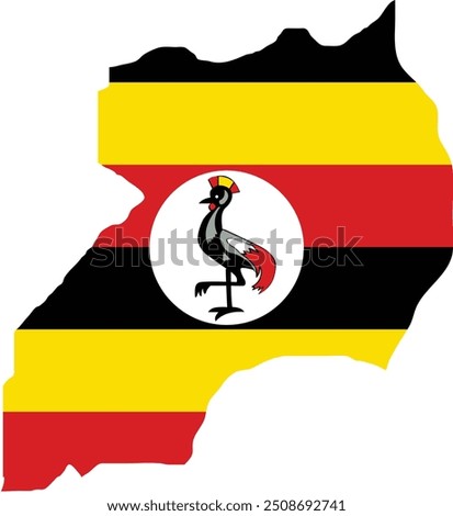 Uganda Flag in Map, Uganda Map with Flag, Country Map, Uganda Map with Flag, Nation Flag Uganda