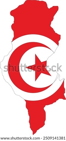 Tunisia Flag in Map, Tunisia Map with Flag, Country Map, Tunisia Map with Flag, Nation Flag Tunisia