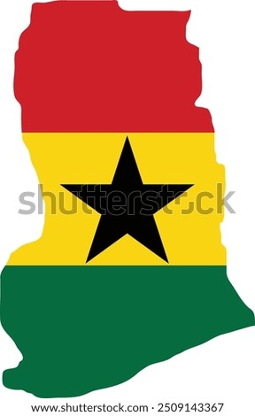 Ghana Flag in Map, Ghana Map with Flag, Country Map, Ghana Map with Flag, Nation Flag Ghana