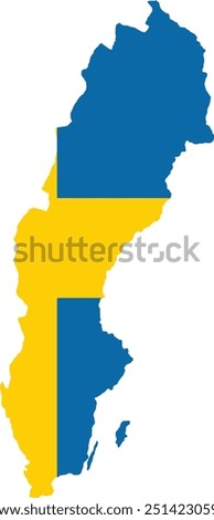 Sweden Flag in Map, Sweden Map with Flag, Map of Sweden, Map with Flag, Nation Flag Sweden