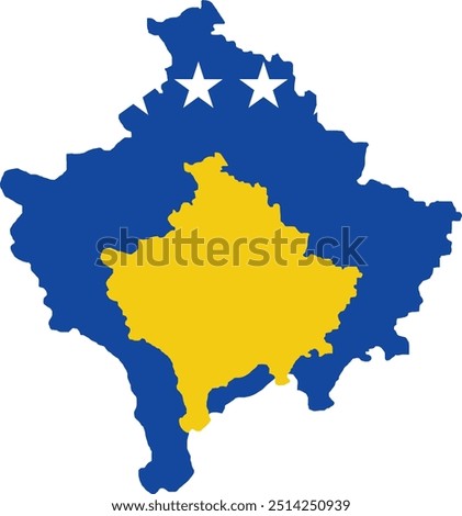 Kosovo Flag in Map, Kosovo Map with Flag, Map of Kosovo, Map with Flag, Nation Flag Kosovo