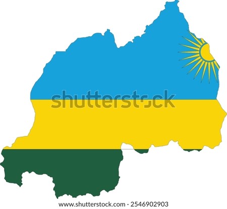 Rwanda Flag in Map, Rwanda Map with Flag, Country Map, Rwanda Map with Flag, Nation Flag Rwanda