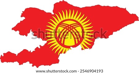 Kyrgyzstan  Flag in Kyrgyzstan  Map, Kyrgyzstan  Map with Flag, Country Map, Kyrgyzstan  with Flag, Nation Flag