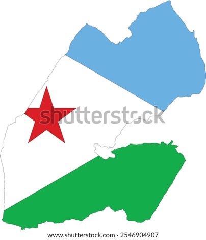 Djibouti Flag in Map, Djibouti Map with Flag, Country Map, Djibouti Map with Flag, Nation Flag Djibouti