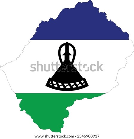 Lesotho Flag in Map, Lesotho Map with Flag, Country Map, Lesotho with Flag, Nation Flag