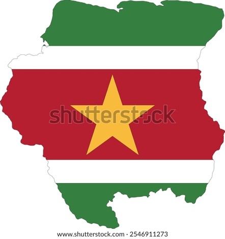 Suriname Flag in Map, Suriname Map with Flag, Country Map, Suriname with Flag, Nation Flag