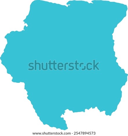 Suriname MAP in Blue, Country Map, Suriname, Border Map, Border line of Suriname, Geographic Map