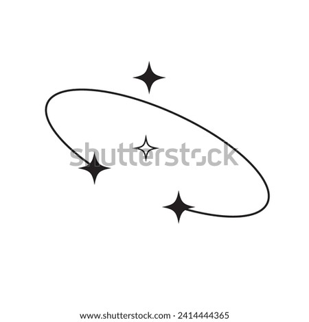 Y2K single circle or twinkle star setting geometric shapes. Abstract geometric minimalistic shape. Trendy star and circle. Vector illustration.