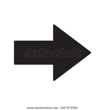 Big long wide arrow pointer. Vector illustration, big black arrow pointing right isolated on white background