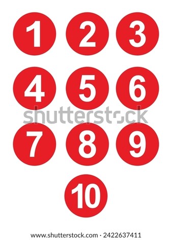 Set of Round 1-10 Numbers Icon set bullet point number icon set, Vector for Education and UI UX Design