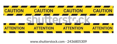 set of Yellow danger barricade tape with black diagonal stripes and text 