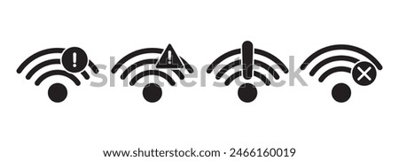 WIFI and wireless problem icon. Internet connection problem icons. WIFI signal wireless connection