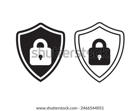 Security shield and shield check set. Protect shield icons. Shield with lock icon set, Protection,