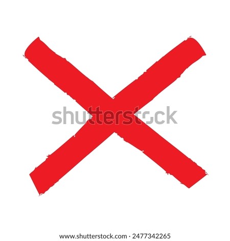 Red cross x vector icon. no wrong symbol. delete or false, vote sign. Red X on white background.