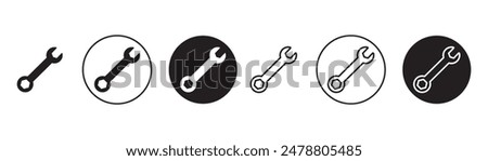 Wrench vector icon set. mechanic spanner vector icon, profession mechanical maintain tool sign in black filled and outlined style.