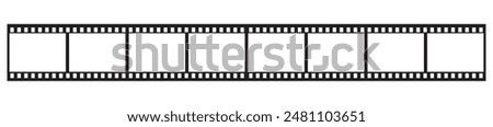 film strip icon used for videography elements, cinema reel. Filmstrip with frames, photo and videos for camera. Old white and black film tapes of 35mm. Realistic film strip on white background.