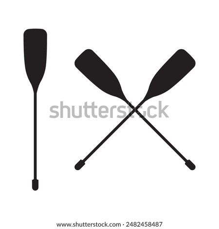 Crossed canoe paddles vector icon, Crossed boat paddles vector icon set. Water oars icon. oars glyph icon