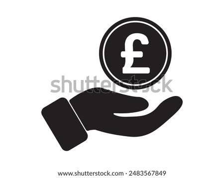 pound coin on hands British pound dropping coin line icon. Pound Coin Payment Hand glyph icon, vector icon from business collection for web, mobile apps and ui.