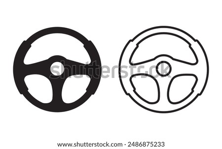 Steering wheel icon, steering wheel solid and outline icon, truck or car automobile steer wheel vector icon for UI designs.