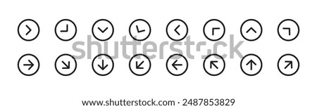 Arrow icon set in line style, arrow simple black symbol sign for apps, UI, and website, Control button, Navigation arrow, vector illustration