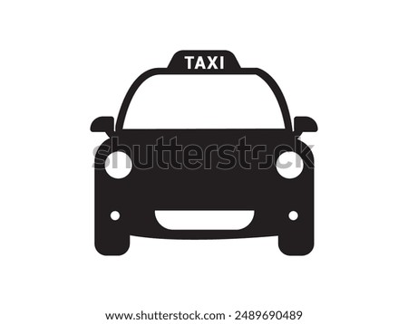 Taxi cab car vector icon, Taxi car front view, flat pictogram designs, Vector illustration.