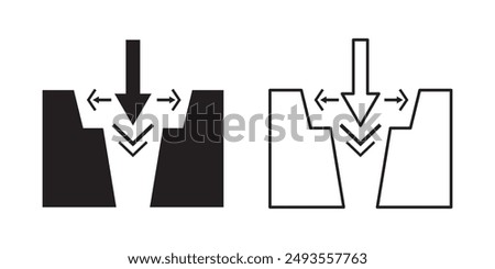 Gap icon set. crack gap icon in black surface gap icon, stroke vector illustration