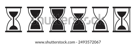 Hourglass icon set. Sandglass symbol, Reload hourglass timer icon vector. Hourglass stopwatch timer vector illustration.