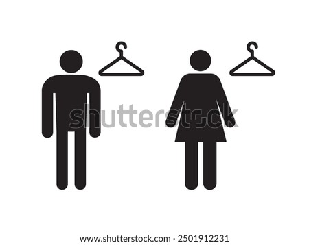 Men s and women s changing rooms line icon set, WC icon stock vector,