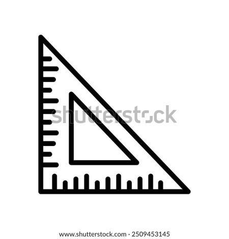 Triangle Ruler vector icon, Measurement Tool for Architects Icon,  Geometry Stationery Tool.