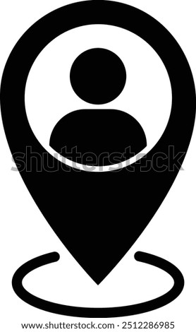 Man Location Vector Icon Glyph icon, Man location Navigation map symbol in flat style,  Location icon. Pointer symbol. Pin sign Isolated on white.