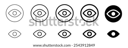 eye icon set. vision icon. eyesight symbol. Eyesight symbol. Retina scan eye signs. Privacy and block flat or line vector collection.