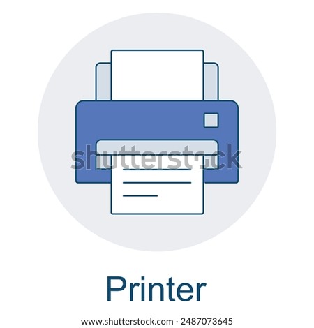 Printer Icon in Vector Format, Printer Icon for Office and Home Use, Vector Icon of a Digital Printer, Printer Machine Icon for Document Printing