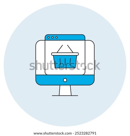 Online Shopping Icon, E-Commerce Shopping Platform, Digital Shopping Experian, Online Purchase System, Virtual Retail Store, Internet Marketplace