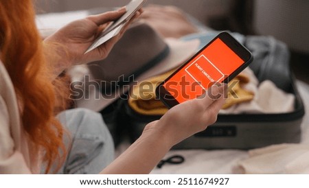 Similar – Image, Stock Photo Unrecognizable traveling woman in forest