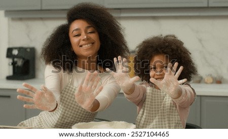 Similar – Image, Stock Photo Funny girl showing dirty hands