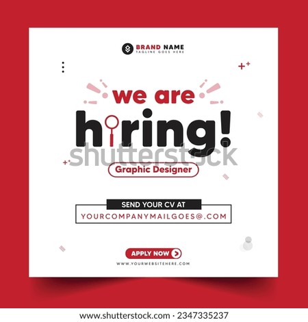 We are Hiring job vacancy social media post banner design . Jobs recruitment Background Design. Join Our Team Square social media post layout,  Job advertisement Background, Vector Recruitment Social