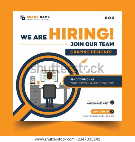 We are Hiring job vacancy social media post banner design . Jobs recruitment Background Design. Join Our Team Square social media post layout,  Job advertisement Background, Vector Recruitment Social