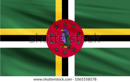 Realistic waving flag of the DOMINICA,Fabric textured flowing flag,vector EPS10