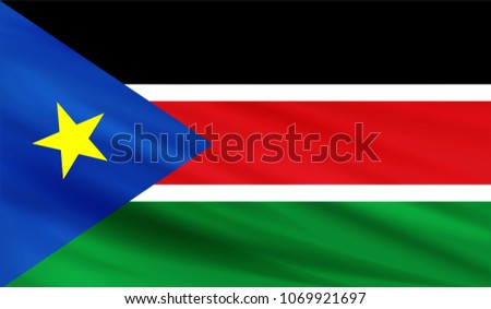 Realistic waving flag of the SOUTH SUDAN,Fabric textured flowing flag,vector EPS10