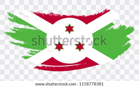 Grunge brush stroke with BURUNDI national flag. Watercolor painting flag,poster, banner of the national flag. Style watercolor drawing. Vector isolated on transparent background.