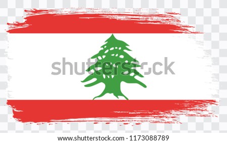 Grunge brush stroke with LEBANON national flag. Watercolor painting flag,poster, banner of the national flag. Style watercolor drawing. Vector isolated on transparent background