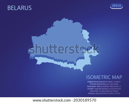 Isometric map of Belarus. Vector modern on blue background. Isolated 3D isometric concept for infographic. Vector illustration. EPS 10.