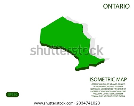 Green isometric map of Ontario elements white background for concept map easy to edit and customize. eps 10