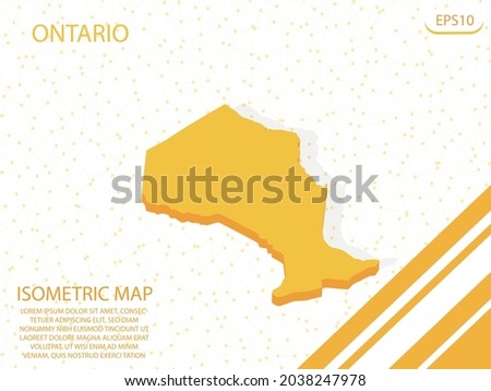 isometric map yellow of Ontario Modern Graphics Mesh point background. for website, infographic, banner vector illustration EPS10 