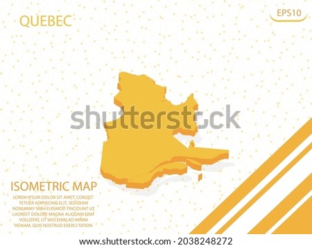 isometric map yellow of Quebec Modern Graphics Mesh point background. for website, infographic, banner vector illustration EPS10 