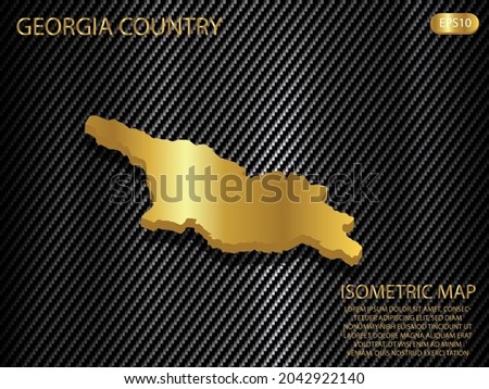 isometric map gold of Georgia country on carbon kevlar texture pattern tech sports innovation concept background. for website, infographic, banner vector illustration EPS10