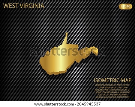 isometric map gold of West Virginia on carbon kevlar texture pattern tech sports innovation concept background. for website, infographic, banner vector illustration EPS10 
